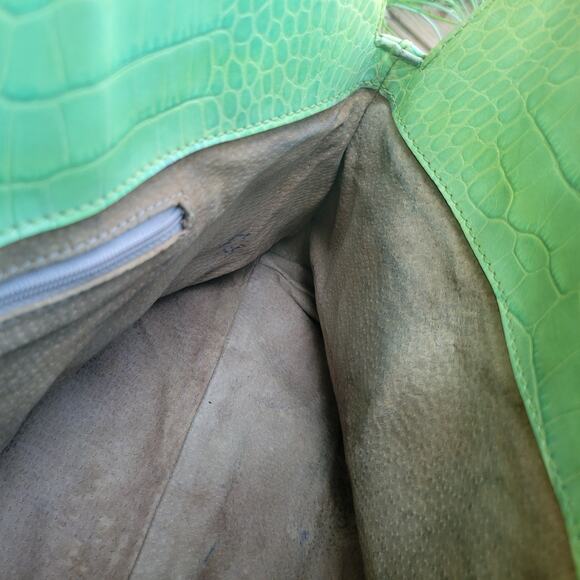 Kate Spade Green Faux Croc Embossed Leather Shoulder Bag | Style 14258 | Gold - Picture 7 of 12